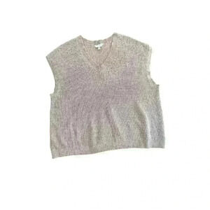 Women's Neutral Tan Pull Over Sleeveless Knit Vest Size XXXL 22 3XL Vneck Soft‎